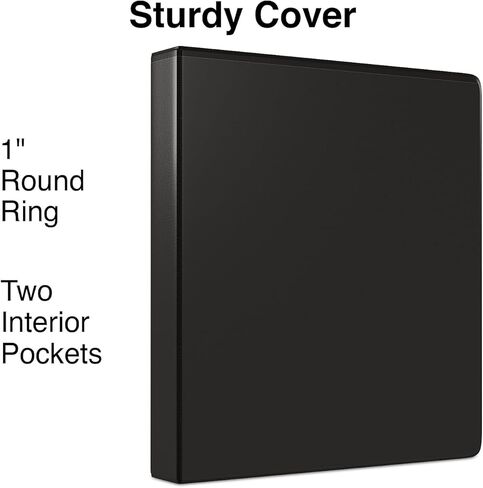 Staples 1‑Inch Simply View Binder, Black, Round Rings, Clear Overlay, Lightweight Economy Binder for School, Office & Home in Kuwait