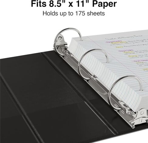 Staples 1‑Inch Simply View Binder, Black, Round Rings, Clear Overlay, Lightweight Economy Binder for School, Office & Home in Kuwait