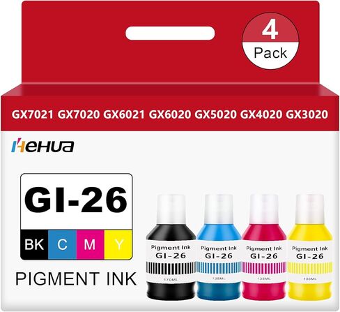 استبدال زجاجات إعادة تعبئة الحبر GI23 GI-23 من Hehua لحبر Canon 23 GI-23 حبر إعادة ملء GI23 للاستخدام مع طابعة Canon PIXMA G620 PIXMA G520 (6 عبوات، أسود/سماوي/أرجواني/أصفر/أحمر/رمادي) in Kuwait