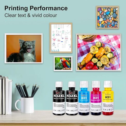 31 Ink Bottle Set Compatible for HP 32XL Work for Smart Tank 7001 7301 7602 5000 6001 5101 5102 Plus 651 551 455 457 450 All-in-One Ink-Tank Printer (135ML 32XL Black, 70ML 31 CMY, 5 Pack) in Kuwait