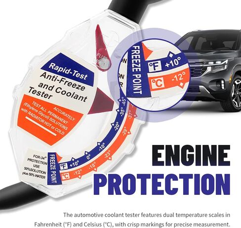 Dial Type Antifreeze Tester for Coolant,Dual Scale (°F/°C) Coolant Tester Automotive for Accurate Freeze & Boil Point Testing,Professional Anti Freeze Testers Automotive in Kuwait