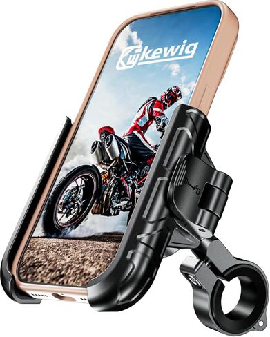 Kewig Motorcycle Phone Mount with Aluminum Alloy Mounting Base [Camera Friendly] [1s Lock & Release] Bike Handlebar Cellphone Holder for Scooter Bicycle ATV, Fit 5.4-7.2" Smartphone in Saudi Arabia