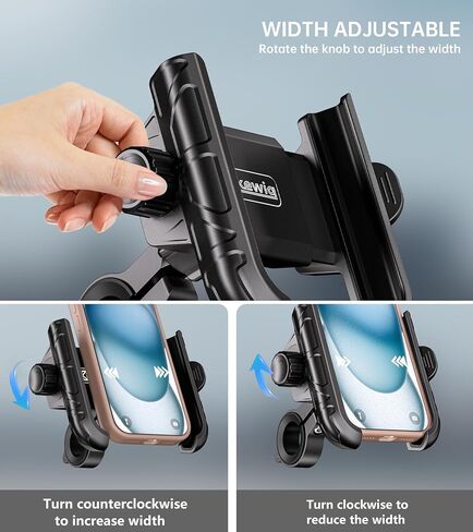 Kewig Motorcycle Phone Mount with Aluminum Alloy Mounting Base [Camera Friendly] [1s Lock & Release] Bike Handlebar Cellphone Holder for Scooter Bicycle ATV, Fit 5.4-7.2" Smartphone in Saudi Arabia