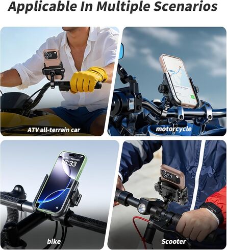 Kewig Motorcycle Phone Mount with Aluminum Alloy Mounting Base [Camera Friendly] [1s Lock & Release] Bike Handlebar Cellphone Holder for Scooter Bicycle ATV, Fit 5.4-7.2" Smartphone in Saudi Arabia