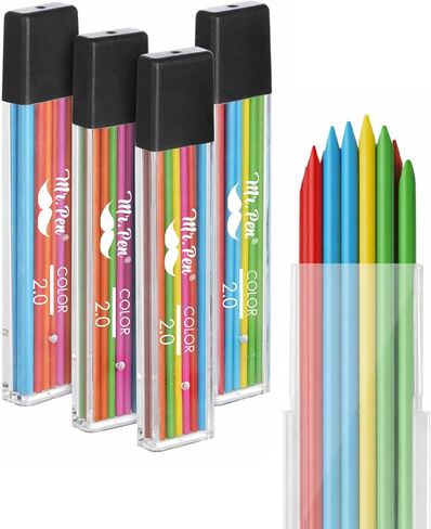 Mr. Pen- 2.0 mm Lead Refills, 48 Pack (12 per Tube), Colorful, 90 mm Length, Bold 2 mm Mechanical Pencil Lead for Construction, Woodworking & Drafting, Break & Smudge Resistant in Saudi Arabia