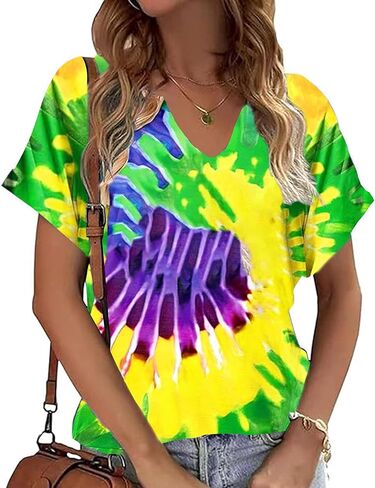 Women Funny Carnival Outfits T Shirts New Orleans Party V Neck Short Sleeve Tee Tops in Saudi Arabia