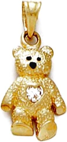 JewelryWeb 14k Solid Yellow Gold Teddy Bear Birth Month Pendant Necklace 15/16 Inch long Pendant for Women in Choice of Birth Months in Saudi Arabia