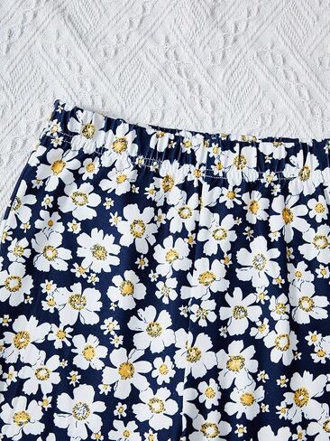 WDIRARA Girl's Floral Print Flare Leg Pants Elastic Waist Bell Bottom Casual Long Pants in Saudi Arabia
