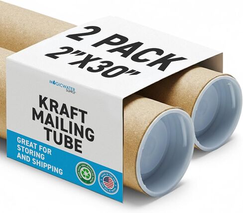 MagicWater Supply Mailing Tube - 2 in x 30 in - Kraft - 2 Pack - for Shipping and Storage of Posters, Arts, Crafts, and Documents in Saudi Arabia