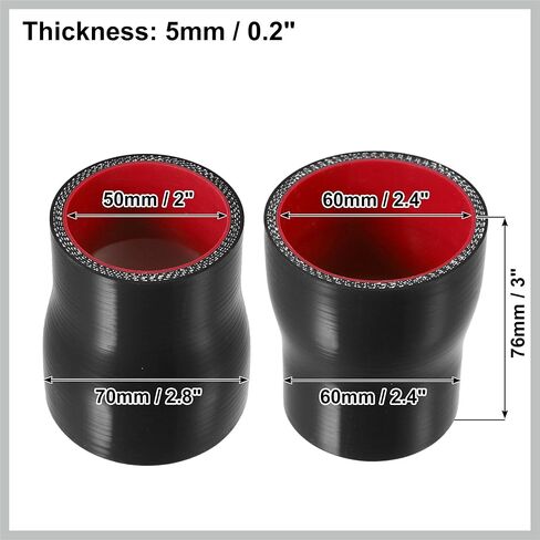 50-60 مم 2 "-2.4" ID مستقيم سيليكون المخفض خرطوم سيليكون خرطوم المقرنة المبرد أنبوب أسود لسيارة المبرد مدخل الأنابيب استبدال قطع غيار السيارات in Saudi Arabia