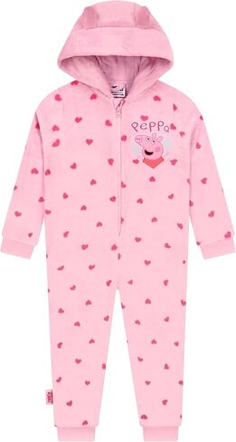 Peppa Pig Girls Onesie Pajamas, Fleece Girls Pajamas With 3D Ears, Hearts Pattern Kids Onesie in Saudi Arabia
