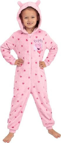 Peppa Pig Girls Onesie Pajamas, Fleece Girls Pajamas With 3D Ears, Hearts Pattern Kids Onesie in Saudi Arabia