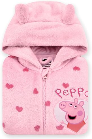 Peppa Pig Girls Onesie Pajamas, Fleece Girls Pajamas With 3D Ears, Hearts Pattern Kids Onesie in Saudi Arabia