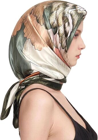 35" Large Square Head Hair Scarf for Women, Fashion Bandana Like Silk Satin Scarf for Hair Wrapping at Night in Kuwait