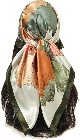 35" Large Square Head Hair Scarf for Women, Fashion Bandana Like Silk Satin Scarf for Hair Wrapping at Night in Kuwait