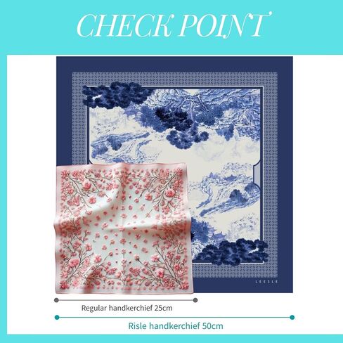 Korean Art Scarf, Seonsannugakdo Pattern, Blue and White Traditional Design, 100% Cotton, Vintage Style Neck Scarf in Saudi Arabia