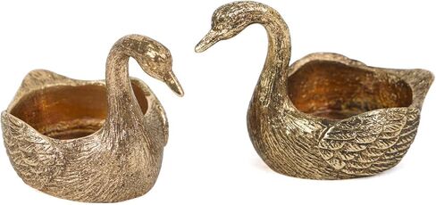 NIKKY HOME Gold Swan Tealight Candle Holders Set of 2, Centerpiece Table Decorations, Decorative Metal Stand for Tea Light Candles, Votive Candles in Saudi Arabia