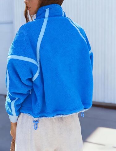 Womens Fleece Jacket Winter Trendy Sherpa Zip Up Jackets Soft Casual Outerwear with Pockets in Saudi Arabia