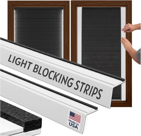 شرائط حجب الضوء - بيضاء 60 بوصة دائمة 2 قطعة - مانع ضوء النافذة لأسطوانة النافذة والظلال الخلوية - مانع ضوء جانبي لغرف النوم ودور الحضانة وغرف الوسائط in Kuwait