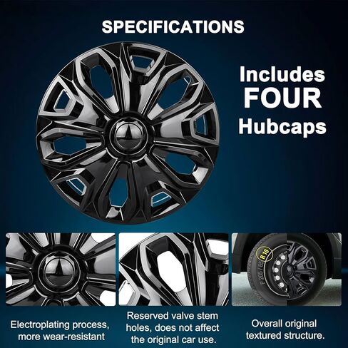 16‘’ Hubcaps Compatible with Ford Transit 150 250 350 2015-2023; Set of 4 Pcs；Glossy Black in Saudi Arabia