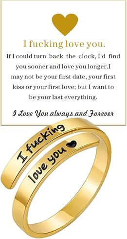 I Fucking Love You Ring For Women,Adjustable Stainless Steel Spiral Wrap Twist Vintage Promise Rings,Hope Engraved Heart Rings Jewelry Gift For Women and Men in Saudi Arabia