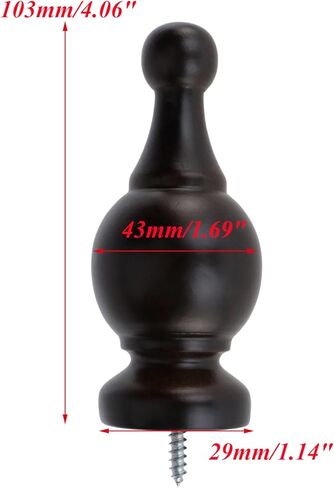 Antrader Finials for Curtain Rods, Wood Curtain Rod Finials Screw on Curtain Rod End Caps Drapery Rods Fit for 1.1 Inch/28mm Curtain Rods Pack of 2 (Coffee Color) in Saudi Arabia