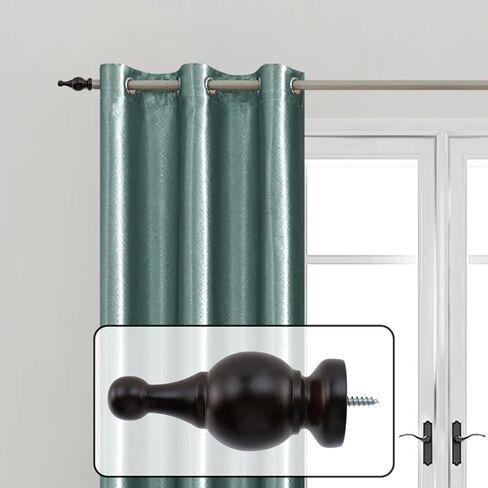 Antrader Finials for Curtain Rods, Wood Curtain Rod Finials Screw on Curtain Rod End Caps Drapery Rods Fit for 1.1 Inch/28mm Curtain Rods Pack of 2 (Coffee Color) in Saudi Arabia