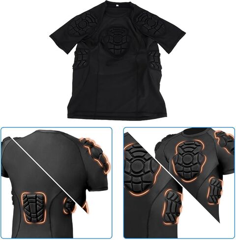 Goalkeeper Shirt for Men Women EVA Short Sleeve Goalkeeper Shirt Soccer Padded Compression Men Football Protective Gear Rib Protector for Sports Training (S) in Saudi Arabia