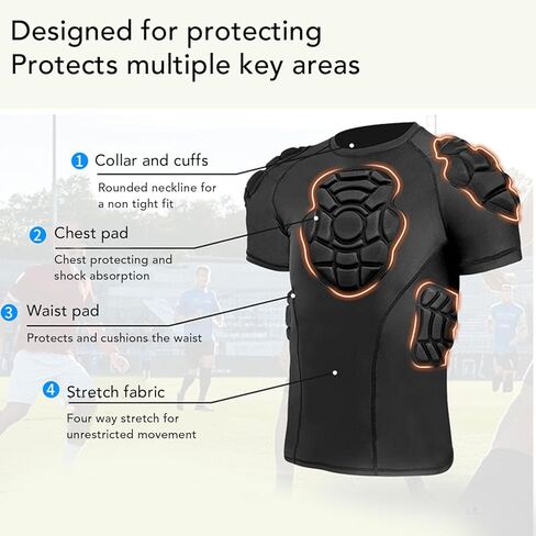 Goalkeeper Shirt for Men Women EVA Short Sleeve Goalkeeper Shirt Soccer Padded Compression Men Football Protective Gear Rib Protector for Sports Training (S) in Saudi Arabia