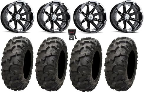 Bundle - 9 Items: MSA Black Diesel 14" UTV Wheels 28" Blackwater Tires [4x110 Bolt Pattern 12mmx1.25 Lug Kit] in Saudi Arabia