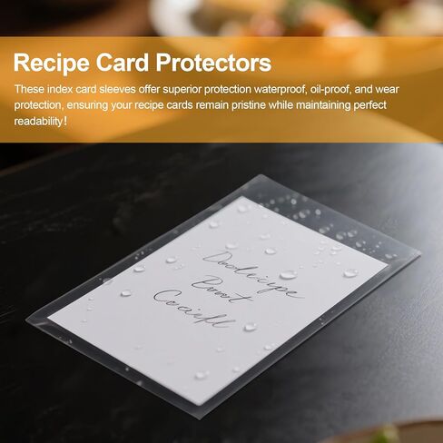 150 Count Recipe Card Protectors, 3 x 5 Recipe Card Holder Covers Waterproof & Oil-Proof Plastic Sleeves for Index Cards, Recipe Holder Covers, Cookbook Protector Sheets in Saudi Arabia