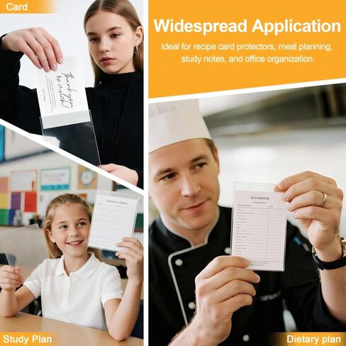 150 Count Recipe Card Protectors, 3 x 5 Recipe Card Holder Covers Waterproof & Oil-Proof Plastic Sleeves for Index Cards, Recipe Holder Covers, Cookbook Protector Sheets in Saudi Arabia