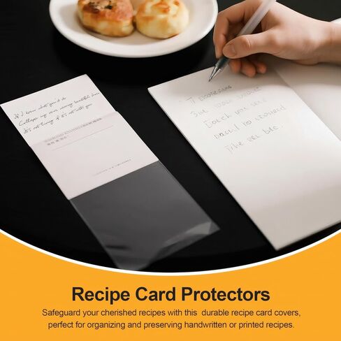150 Count Recipe Card Protectors, 3 x 5 Recipe Card Holder Covers Waterproof & Oil-Proof Plastic Sleeves for Index Cards, Recipe Holder Covers, Cookbook Protector Sheets in Saudi Arabia