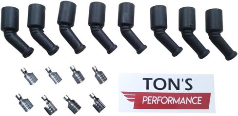 TON'S PERFORMANCE High Performance 45 Degree Silicone Boot and Terminal Kit for LS LT Wires 7mm-10mm, Pack of 8, Black SBT-LS-8 in Saudi Arabia