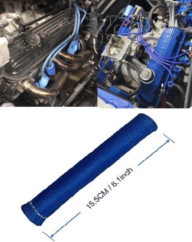 8 PCS Spark Plug Boot Protector 2500° Spark Plug Wire Heat Shield Sleeve Wrap 6 Inch for Ls1/Ls2 Sbc Bbc 350 454 Spark Wire Plug Covers (Blue) 8HS-BL in Saudi Arabia