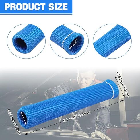 8 PCS Spark Plug Boot Protector 2500° Spark Plug Wire Heat Shield Sleeve Wrap 6 Inch for Ls1/Ls2 Sbc Bbc 350 454 Spark Wire Plug Covers (Blue) 8HS-BL in Saudi Arabia