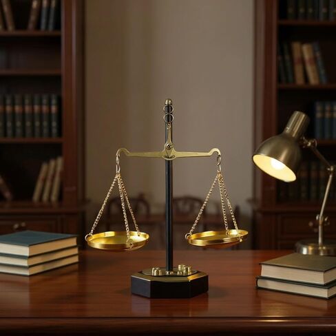 8.86 بوصة ديكور ميزان ذهبي طويل القامة، لهجة سطح المكتب المعدنية والخشبية، زخرفة مقياس قانون العدالة للمكتب والمنزل in Saudi Arabia