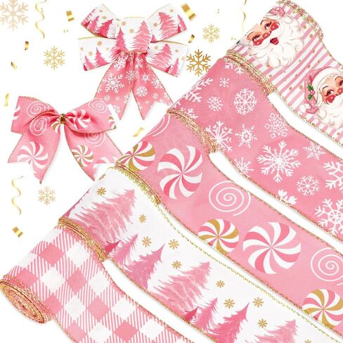 5 لفة وردية عيد الميلاد شريط حافة السلك in Kuwait