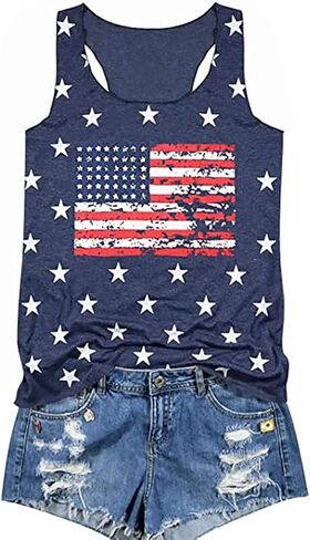 USA Flag Tank Top Women Halter Sleeveless Tops Patriotic 4th of July Shirts Distressed Graphic Summer Racerback Vest in Saudi Arabia