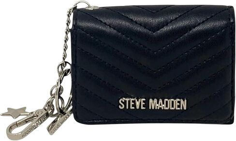 حافظة بطاقات Bklara للسيدات من Steve Madden مع حلقة مفاتيح ومشبك (أسود) (أسود) in Saudi Arabia