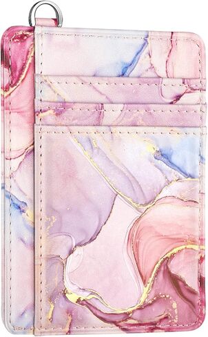 محفظة جيب أمامية نحيفة تحجب تقنية تحديد الهوية بموجات الراديو (RFID) محفظة حامل بطاقات الائتمان البسيطة مع مشبك على شكل حرف D للنساء، عباد الشمس in Kuwait