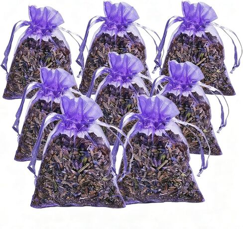 8 Bags of Lavender Sachets, French Lavender Sun Dried, Drawer, Wardrobe, Shoe Cabinet Air Freshener, Long-Lasting Perfume, 16 Packs of Lavender and Eight Sachet Bags. in Saudi Arabia
