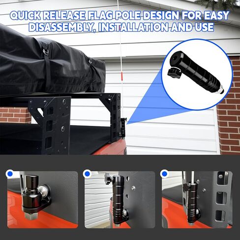Quick Release Flag Pole Holder – Universal Heavy-Duty Whip Mount for 1/4" & 5/16" Flag Poles – Fits Cars SUVs Pickup Trucks RVs Boats Trailers Off-Road, Aluminum Flag Mount Base for Outdoor Sports in Saudi Arabia