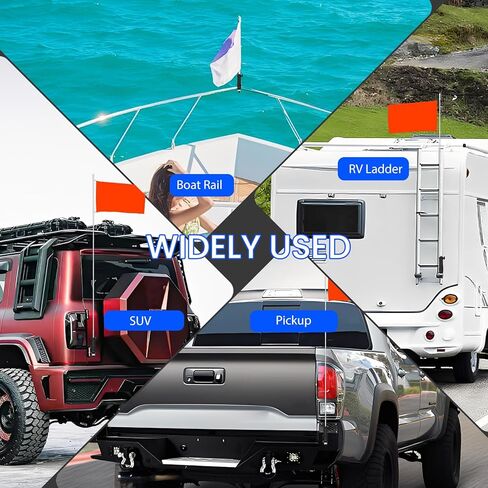 Quick Release Flag Pole Holder – Universal Heavy-Duty Whip Mount for 1/4" & 5/16" Flag Poles – Fits Cars SUVs Pickup Trucks RVs Boats Trailers Off-Road, Aluminum Flag Mount Base for Outdoor Sports in Saudi Arabia