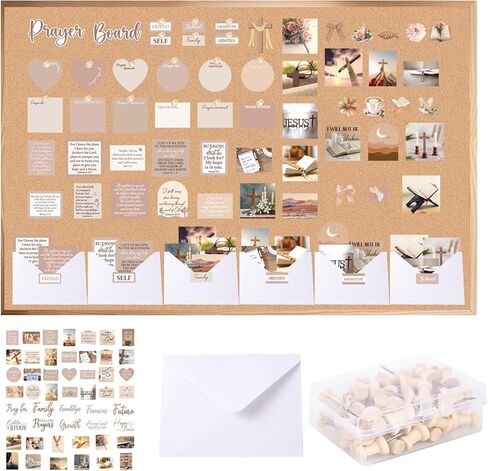 162Pcs Brown Coquete Prayer Board Kit Christian Gift for Mother's Day Gift Pray for Envelope Set Bible Verse Quotes Prayer Board Supplies DIY Wall Art for Living Room Office(Not Including Board) in Saudi Arabia