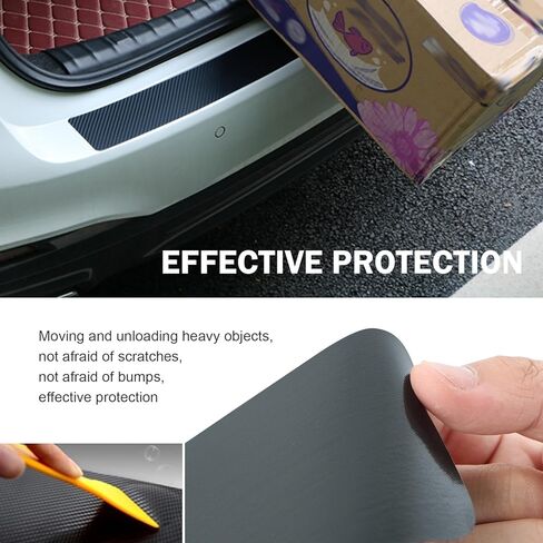 Car Rear Bumper Protector Guard, Carbon Fiber Rear Bumper Guard Sticker, Anti-Scratch Trunk Door Sill Protector Strip Sticker, Universal Rear Bumper Cover for Most Vehicle (35.4×2.95 in) in Saudi Arabia