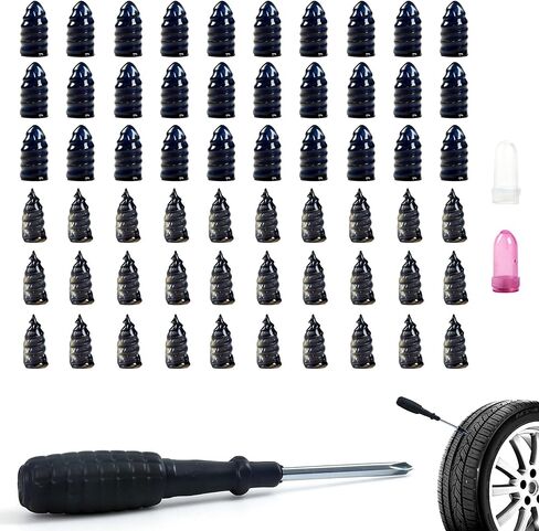 60 PCS Tire Plugs Screw Type, Tubeless Tire Repair Rubber Nail Kit, Quickfix Tire Plug Kit, Suitable for Repairing Most Tubeless Tires in Emergency Situations, Quick and Easy to Use, Enduring Sealing in Saudi Arabia