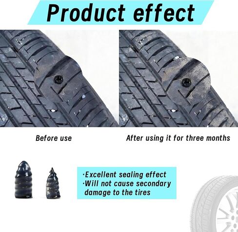 60 PCS Tire Plugs Screw Type, Tubeless Tire Repair Rubber Nail Kit, Quickfix Tire Plug Kit, Suitable for Repairing Most Tubeless Tires in Emergency Situations, Quick and Easy to Use, Enduring Sealing in Saudi Arabia