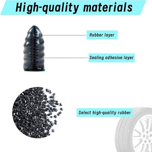 60 PCS Tire Plugs Screw Type, Tubeless Tire Repair Rubber Nail Kit, Quickfix Tire Plug Kit, Suitable for Repairing Most Tubeless Tires in Emergency Situations, Quick and Easy to Use, Enduring Sealing in Saudi Arabia