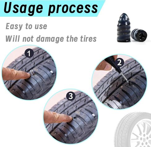 60 PCS Tire Plugs Screw Type, Tubeless Tire Repair Rubber Nail Kit, Quickfix Tire Plug Kit, Suitable for Repairing Most Tubeless Tires in Emergency Situations, Quick and Easy to Use, Enduring Sealing in Saudi Arabia